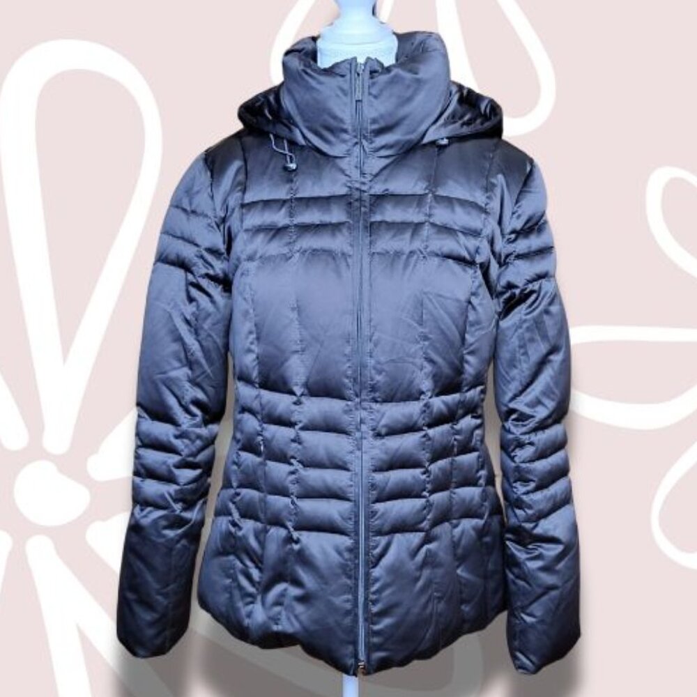 CALVIN KLEIN Down Faux Fur Lined Hooded Puffer Coat Black Size L - Large